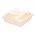 DRVENA POSUDA + PLASTIČNI POKLOPAC 12x12x5,5 CM SMEĐA