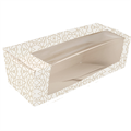 KARTONSKA KUTIJA S PROZOROM 26x11x8 CM BIJELA SA ZLATNIM UZORKOM