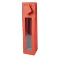 PAPIRNATA VREĆICA S PROZOROM ZA JEDNU BOCU 350 GSM 9,2+8,8x38 CM CRVENA