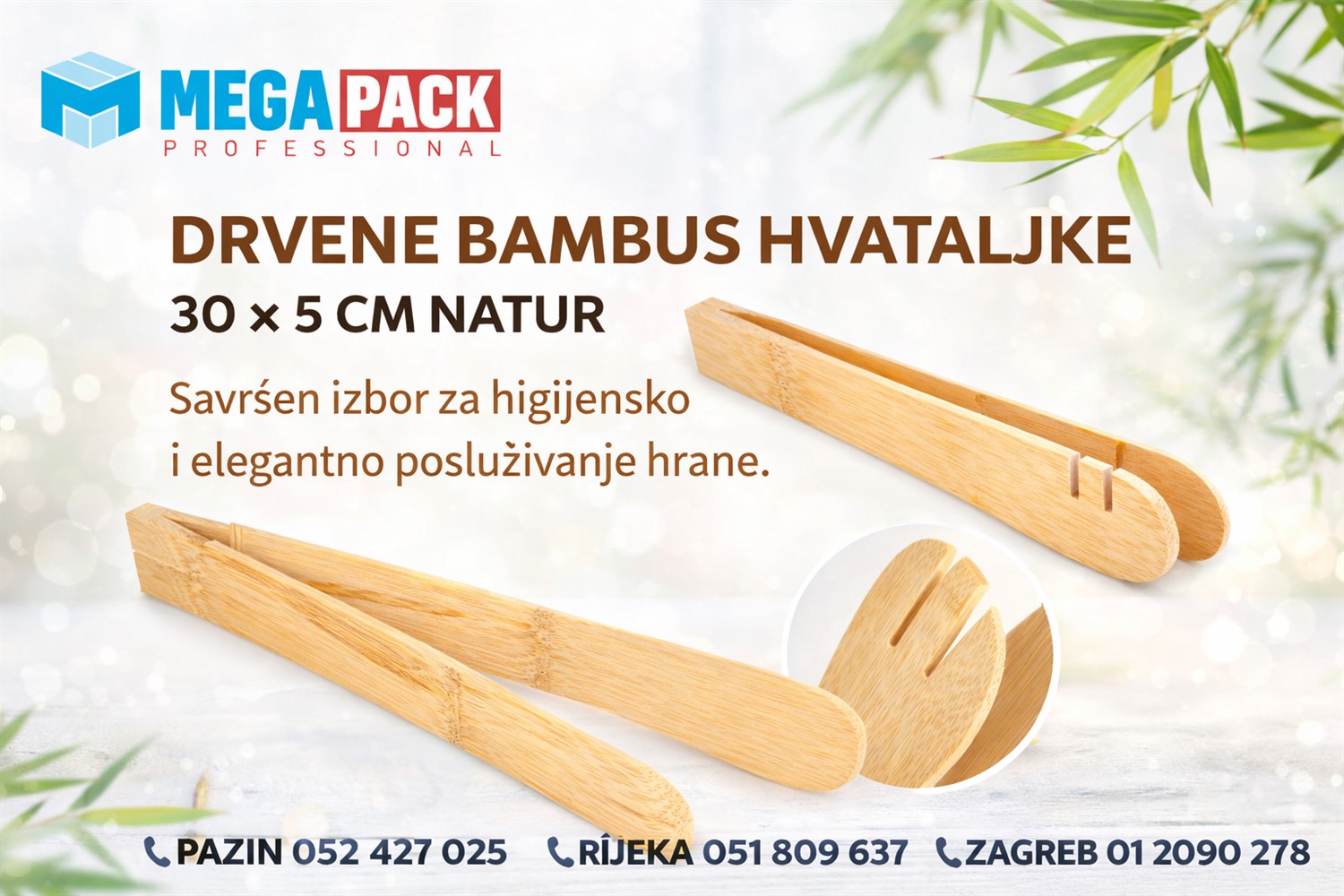 Drvene bambus hvataljke 30 × 5 cm