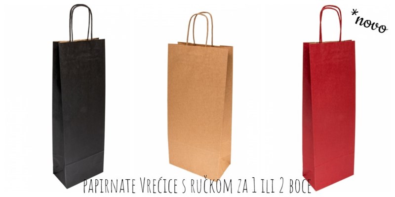 Papirnate vrećice s ručkom za 1 ili 2 boce