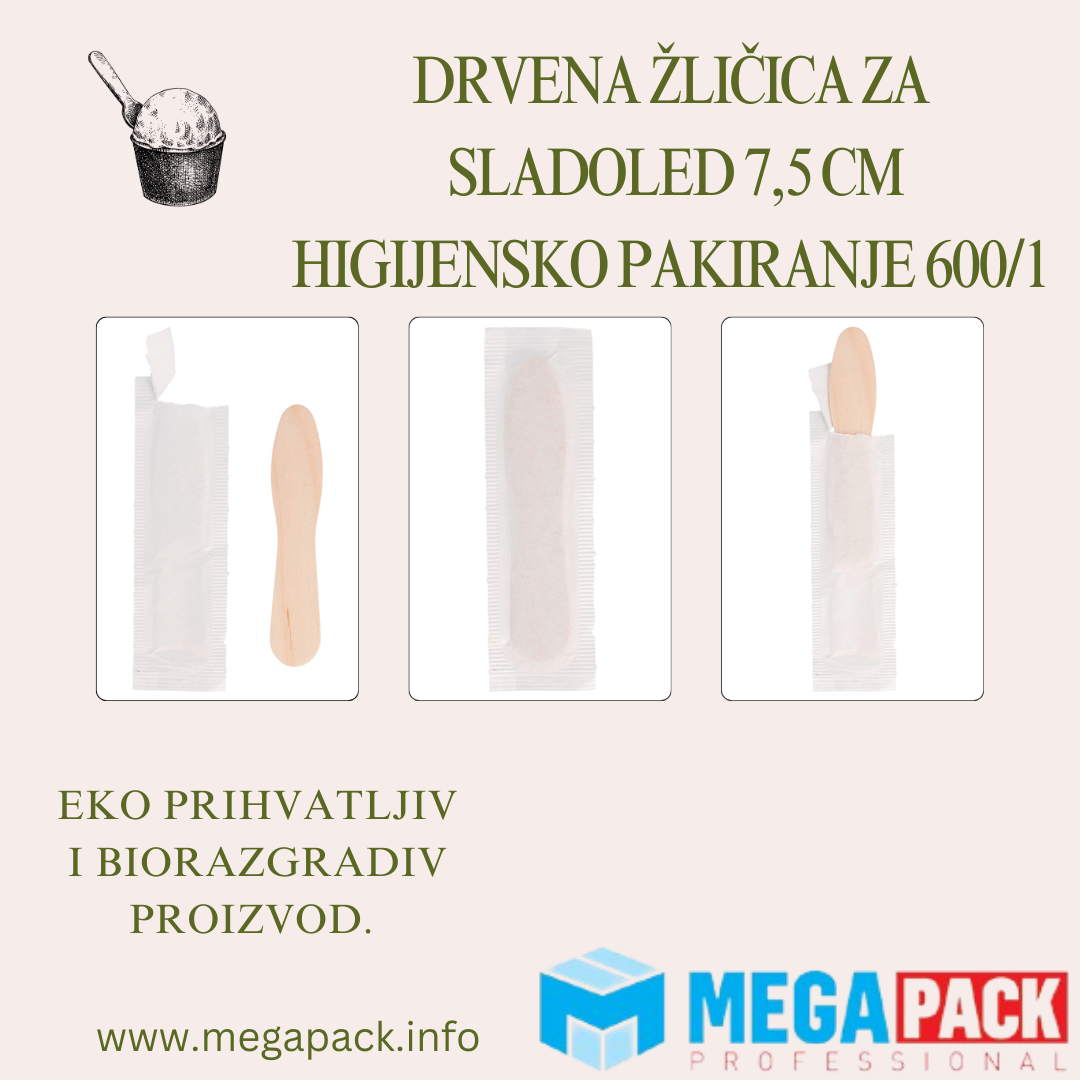 HIGIJENSKI PAKIRANE DRVENE ŽLIČICE ZA SLADOLED
