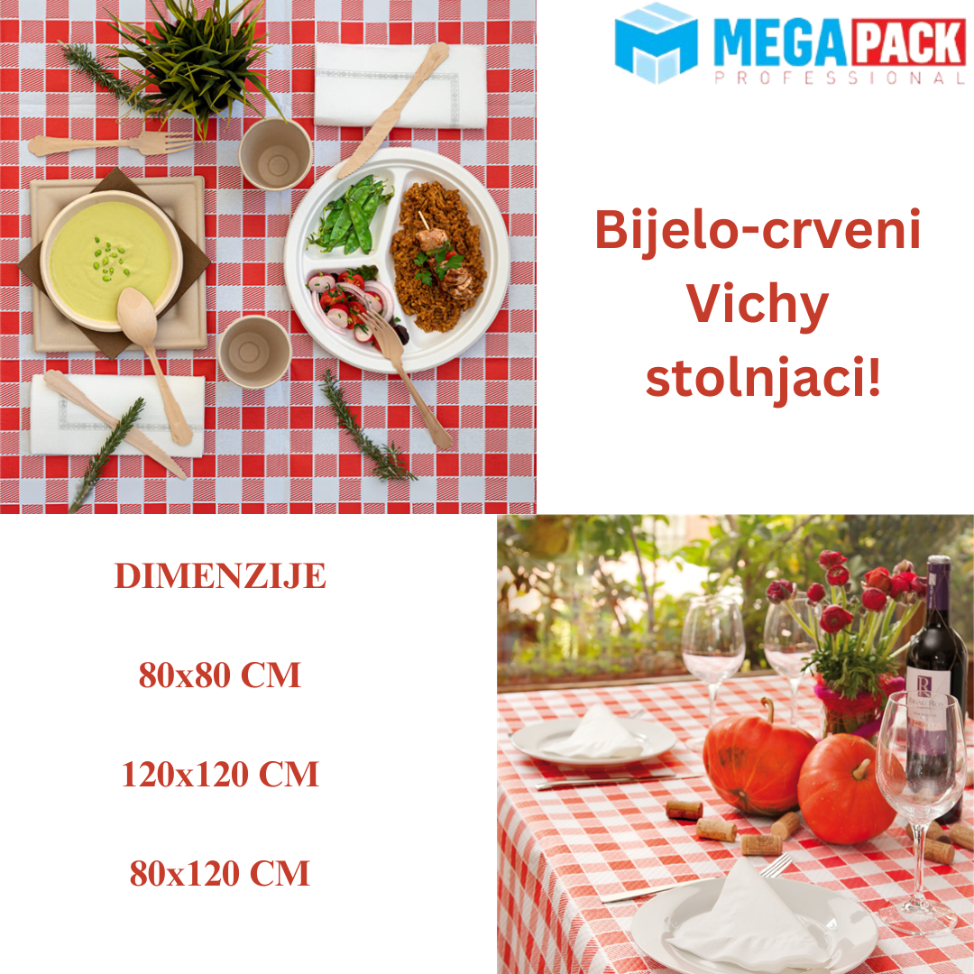 Bijelo crveni VICHY stolnjaci