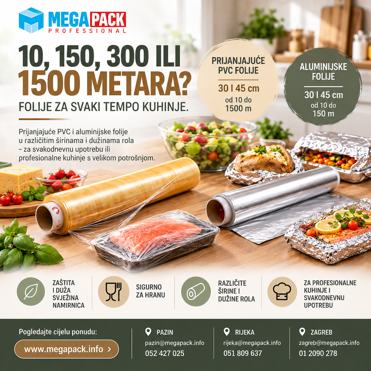 Prijanjajuće i aluminijske folije za profesionalnu upotrebu