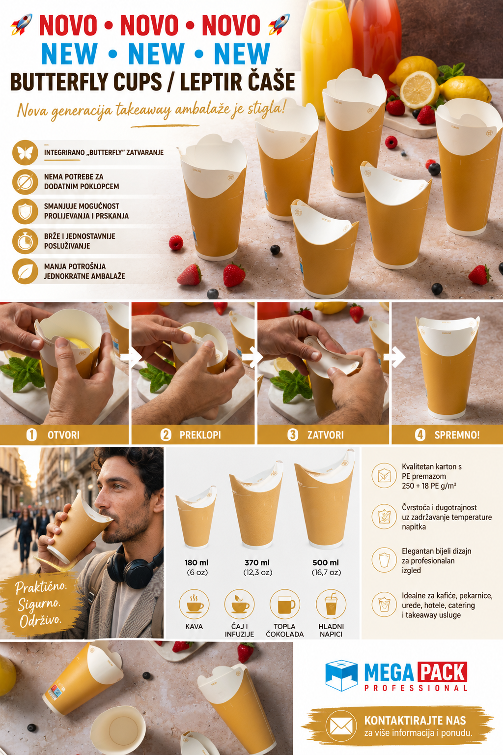 NOVO • NOVO • NOVO – Butterfly Cups / Leptir čaše