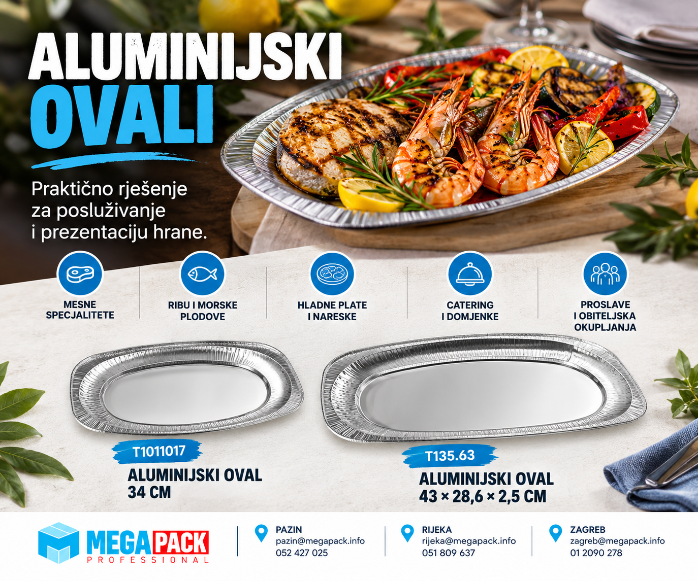 ALUMINIJSKI OVALI ZA PROFESIONALNO POSLUŽIVANJE HRANE