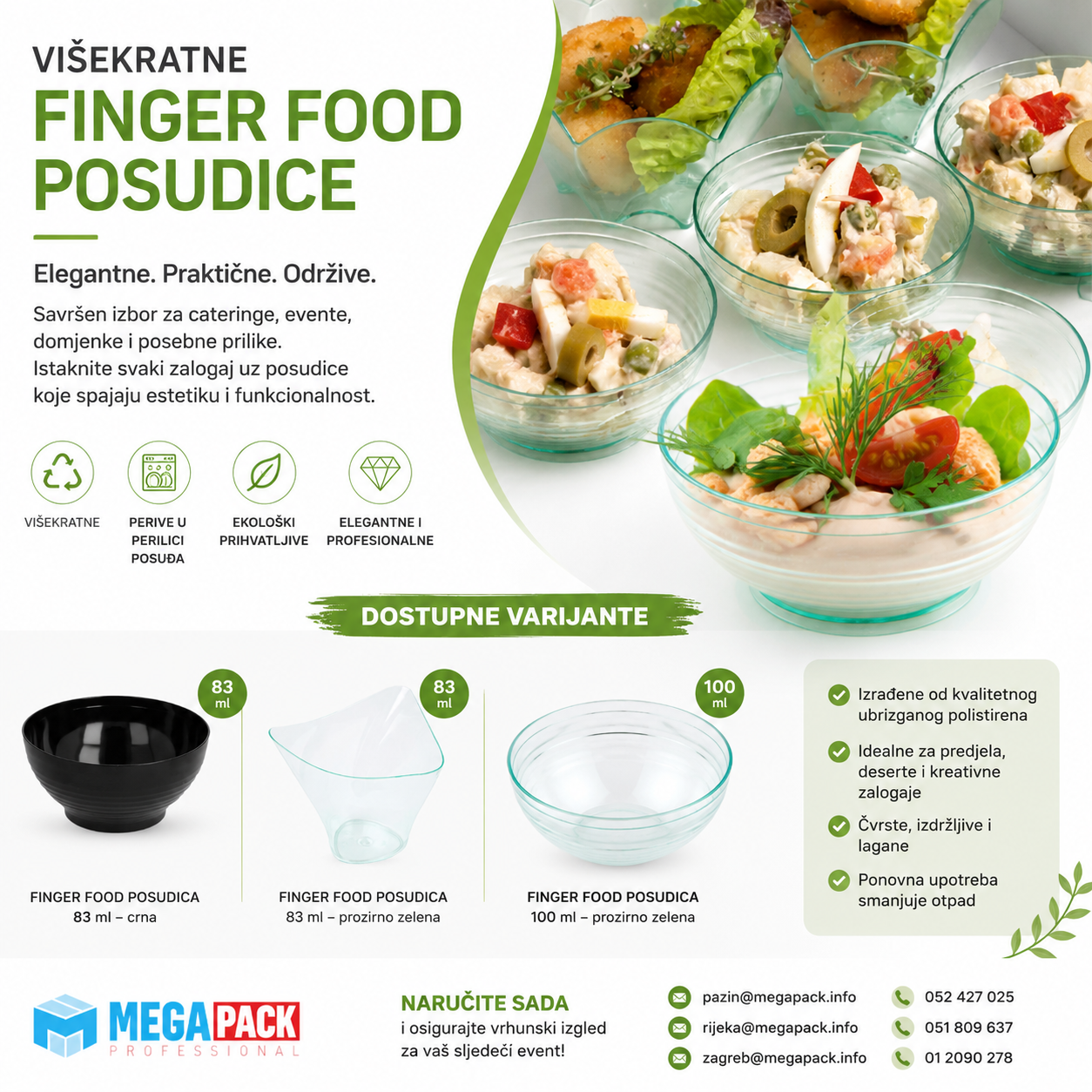 Višekratne finger food posudice za elegantnu prezentaciju svakog zalogaja