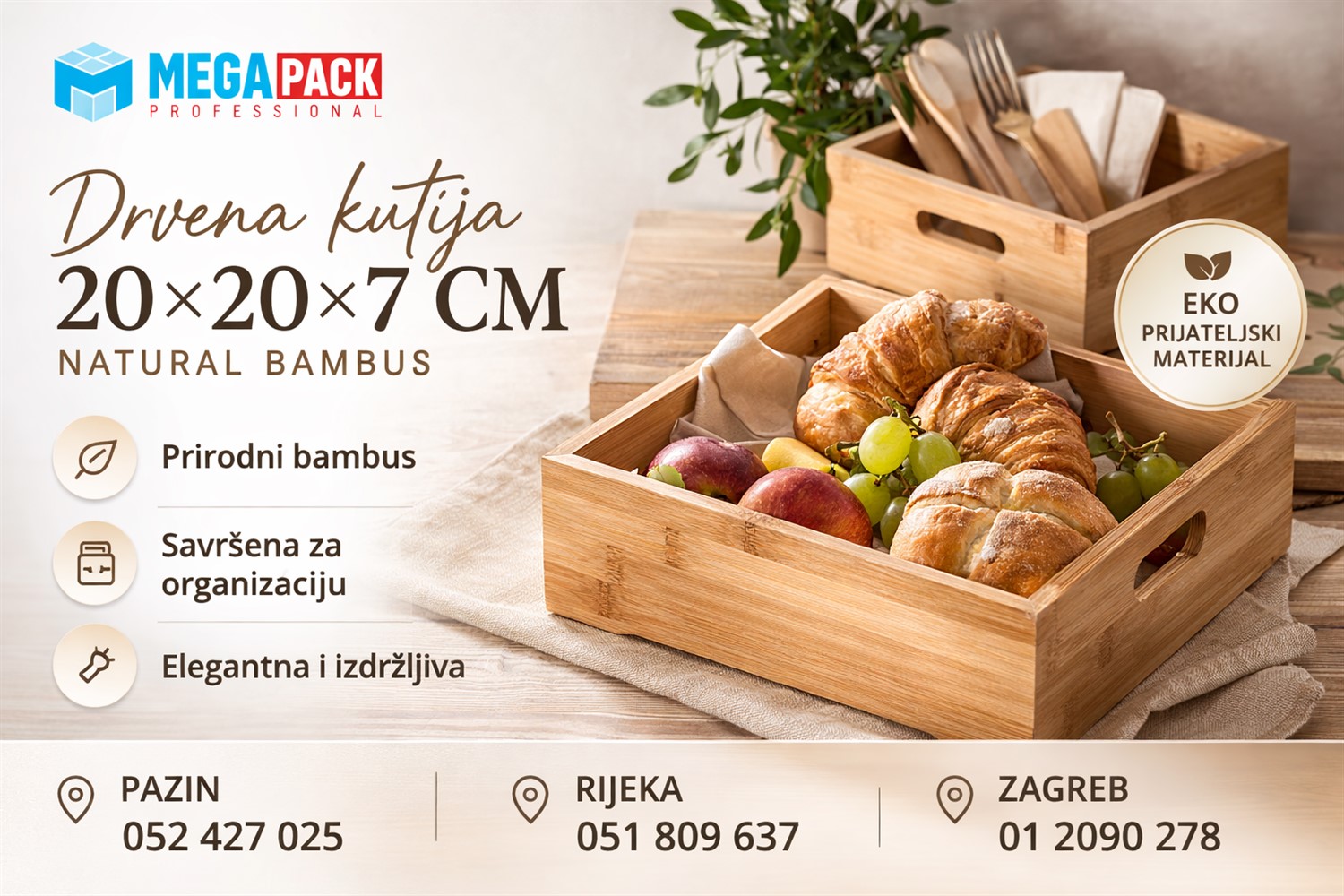 Drvena kutija od bambusa za urednu i elegantnu organizaciju stola