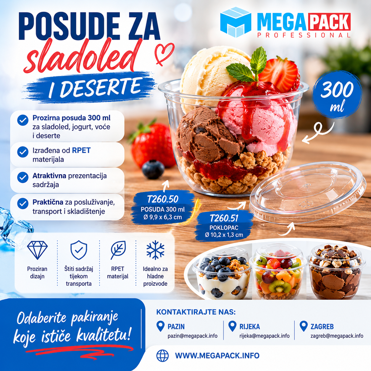 Prozirne posude za sladoled i deserte