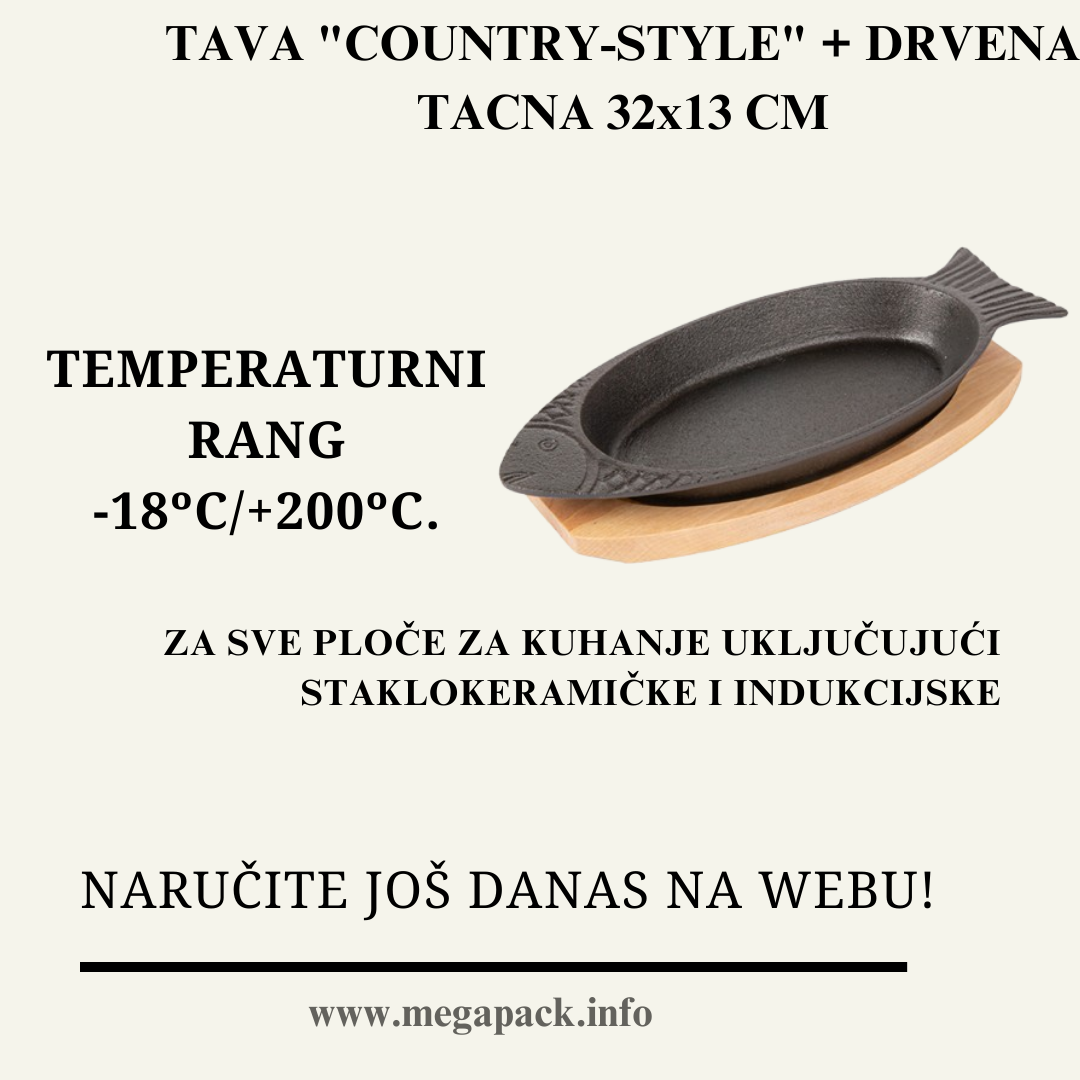 TAVA "COUNTRY-STYLE" + DRVENA TACNA 32x13 CM