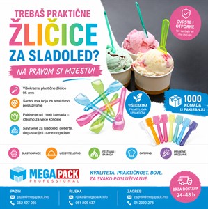 Višekratne plastične žličice za sladoled 95 mm – šareni mix boja