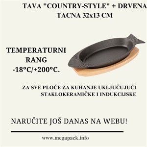 TAVA "COUNTRY-STYLE" + DRVENA TACNA 32x13 CM