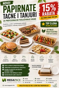 NOVE PAPIRNATE TACNE I TANJURI ZA PROFESIONALNO POSLUŽIVANJE HRANE
